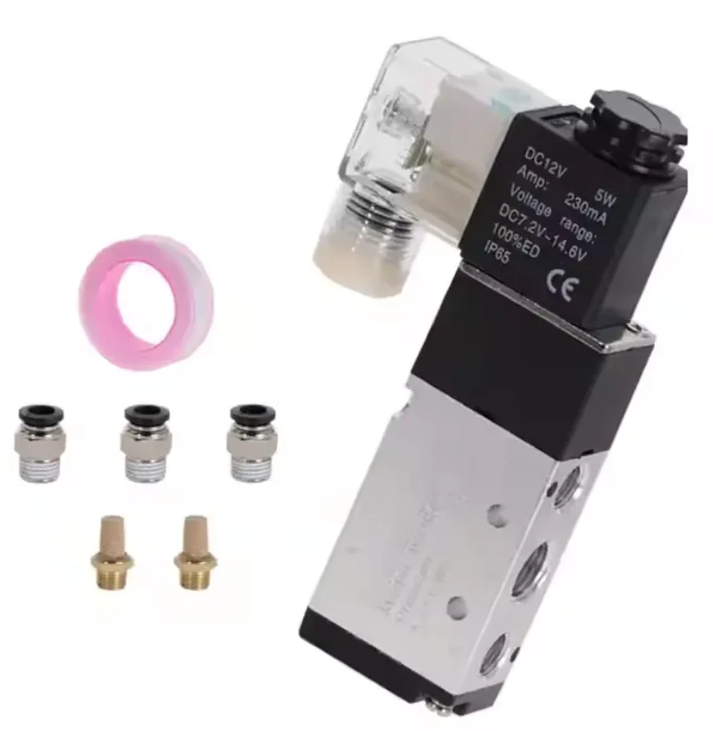 Pnevmatik solenoid valf 5 Yo'l 2- pozitsiyasini boshqarish Hi bilan 12v 24V